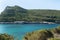 Beautiful blue sea harbor outside Pylos,Peloponnese,Greece, Europe.Mediterranean region.Ionian sea with green mountains