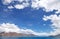 Beautiful blue sky and blue Pangong Lake, HDR