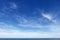 Beautiful blue sky with cirrus clouds over the sea. Skyline