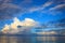 beautiful blue sky with cloud scape over blue ocean use as natural background,backdrop