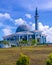 Beautiful Blue sky at Mosque dompak island bintan indonesia