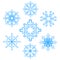 Beautiful blue snowflake isolated on white background. Vector illustration