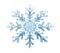 Beautiful blue snowflake isolated on white background. Winter, Christmas element. Realistic snow flake. Cut out crystal