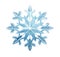 Beautiful blue snowflake isolated on white background. Winter, Christmas element. Realistic snow flake. Cut out crystal
