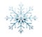 Beautiful blue snowflake isolated on white background. Winter, Christmas element. Realistic snow flake. Cut out crystal