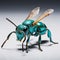 Beautiful Blue Wasp 3d Model With Futuristic Design