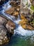 Beautiful blue water in the cool mountain stream creek