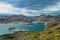 Beautiful blue water and rocks lake and islands