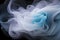 Beautiful blue and white dual tone smoke art dark background