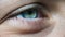 Beautiful Blue Woman Eye, Extreme Close-up. Sight. Detail View Young Girl`s Eye