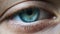 Beautiful Blue Woman Eye, Extreme Close-up. Sight. Detail View Young Girl`s Eye