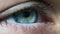 Beautiful Blue Woman Eye, Extreme Close-up. Sight. Detail View Young Girl`s Eye