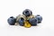 Beautiful blueberries on a white background completely in sharp focus, drenched with honey