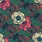 Beautiful bohemian floral paisley seamless ornament. Baroque tattoo style pattern with rose flowers.