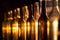 Beautiful bokeh from a row of alcoholic bottles, generated ai
