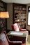 Beautiful bookcases and chairs in sitting room, Yaddo Gardens Mansion,Saratoga Springs,New York,2014