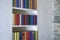 Beautiful bookshelf in white wall with stones in a loft