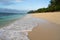 Beautiful Boracay Puka beach with sea foam from water waves