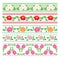 Beautiful borders with flowers dahlia - vector seamless ornaments