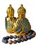 Beautiful bottles of oil perfume in Arabic style and rosaries made of natural stones.