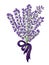 Beautiful bouquet of lavender flowers with purple bow. Romantic fresh design for the wedding.