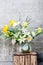 Beautiful bouquet of lilies kall and narcissus