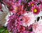 Beautiful bouquet pink and white springtime flowers .