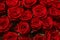 Beautiful bouquet of red roses, seen from above. Spring flowers. Wedding, women`s day, mothers day and valentines day background.