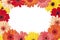 beautiful bouquet of red and yellow flowers on a white background there is a place for text