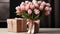 A beautiful bouquet of tulips, nature gift of love generated by AI