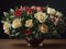 Beautiful bouquet of white, red, and pink flowers arranged in a vase creates a captivating contrast of colors drawing attention