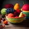 Beautiful bowl of fruit created with wool - ai generated image