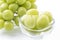 Beautiful boxed Shine Muscat green grape isolated on white background