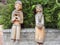 Beautiful boy and girl carved from wood, Lithuania