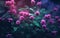 beautiful branch of lilac flowers on a dark green blurred background. long natural banner. concept for spring greetings