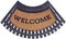 Beautiful brass and beige color rubber and jute mix curved Outdoor Door mat with `Welcome` text