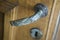 Beautiful brass door handle inside the house