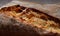 Beautiful bread close-up. Art bread. Grain surface texture. Macrophoto