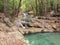 Beautiful and breathtaking green waterfall, Erawan Waterfall