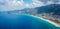 Beautiful breathtaking view of panorama of Mediterranean resort town of Alanya.