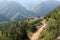 Beautiful breathtaking view to the mountains around abandoned village Gamsutl in Dagestan, Russia