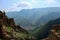 Beautiful breathtaking view to the mountains around abandoned village Gamsutl in Dagestan, Russia