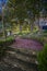 Beautiful brick path and steps in the garden forest