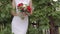 Beautiful bridal bouquet in hands of young bride dressed in white wedding dress