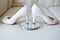 The beautiful bridal shoes and wedding rings
