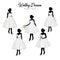 Beautiful Bridal Short Dress Boutique Logo Ideas Set, Gown Logo, Beautiful Bride with Flower Bouquet, Vector Design