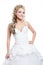 Beautiful bride blond girl in white wedding dress