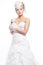 Beautiful bride blond girl in white wedding dress