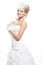 Beautiful bride blond girl in white wedding dress