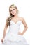 Beautiful bride blond girl in white wedding dress